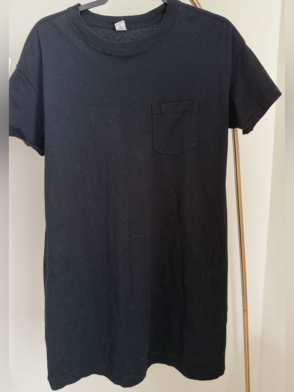 Classic Black Pocket Crewneck T-Shirt dress